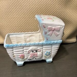 Vintage RUBENS Baby CRIB Planter Vase 131X Shower Gift Japan Music Box napcowear